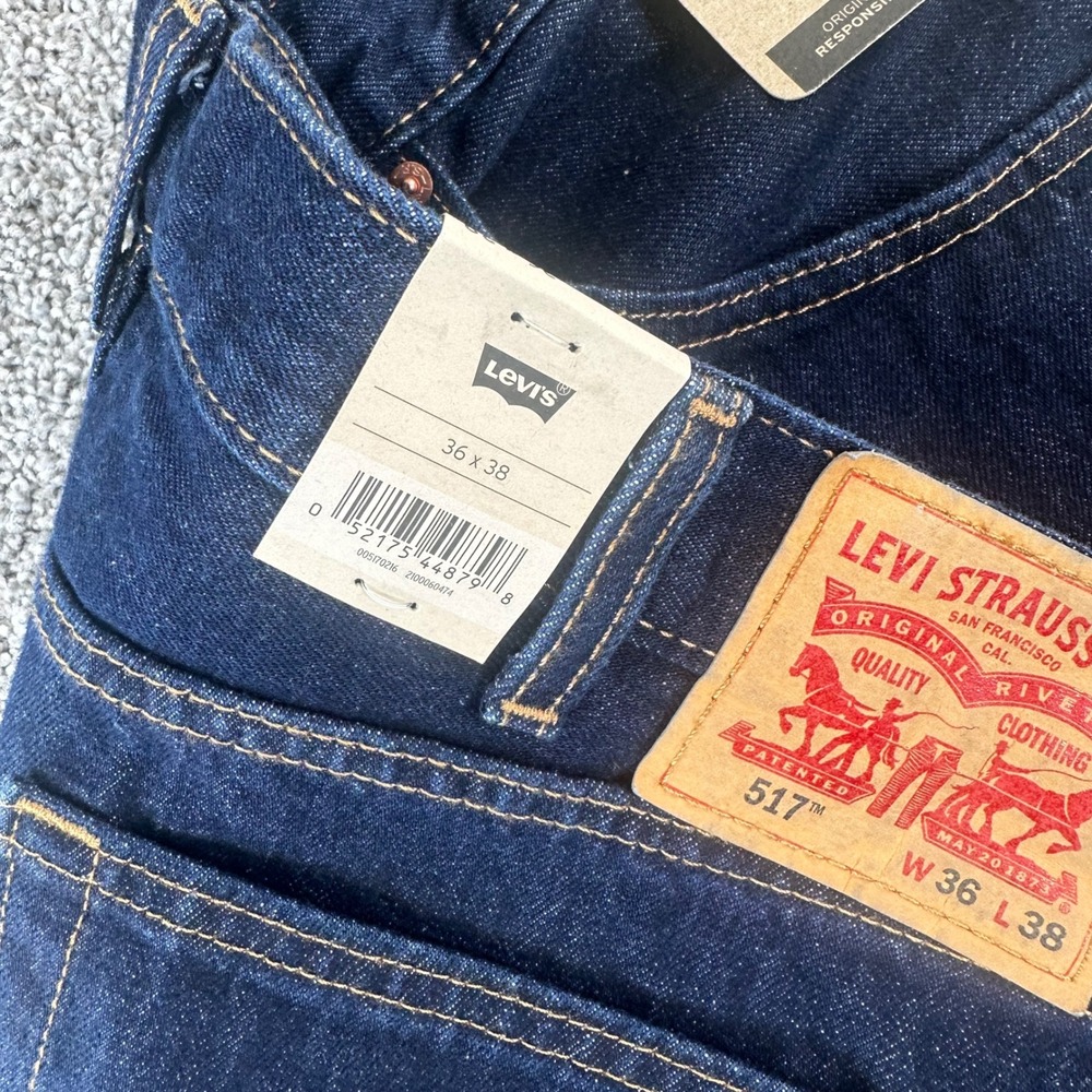 Levis 517 Bootcut Jeans Mens 36x38 Dark Wash Cotton Denim Western Streetwear NEW - Picture 5 of 7